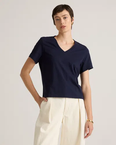 Quince Women's Boxy V-neck T-shirt In Deep Navy