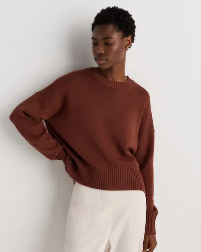 Quince Women's Boyfriend Crew Sweater In Brown
