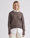 Quince Women's Boyfriend Crew Sweater In Heather Brown