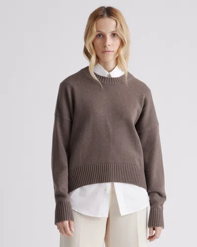 Quince Women's Boyfriend Crew Sweater In Heather Brown