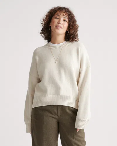 Quince Women's Boyfriend Crew Sweater In Speckled Beige