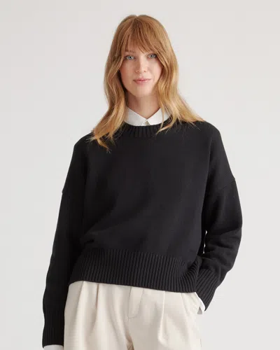 Quince Women's Boyfriend Crewneck Sweater In Black