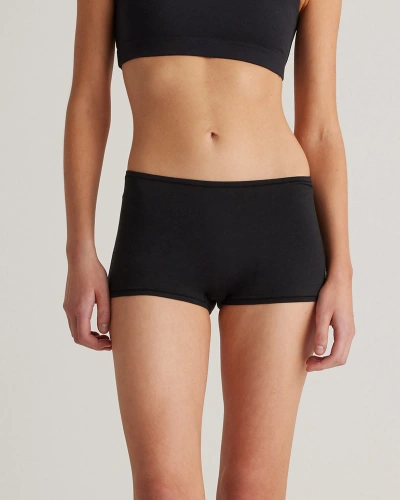 Quince Women's Boyshort In Black/soft White/ocean