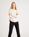 Quince Women's Brushed Long Sleeve Lounge T-shirt In Heather Oatmeal