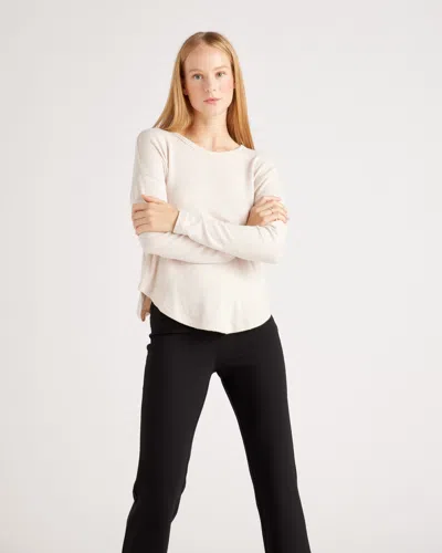 Quince Women's Brushed Long Sleeve Lounge T-shirt In Heather Oatmeal