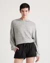 Quince Women's Brushed Lounge Cropped Pullover Hoodie In Heather Grey