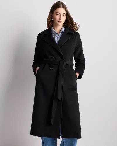 Quince Women's Camel Hair Double-breasted Long Wrap Coat In Black