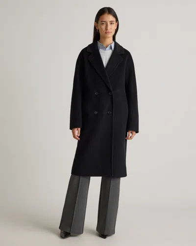 Quince Women's Camel-hair Double-breasted Slouch Coat In Black