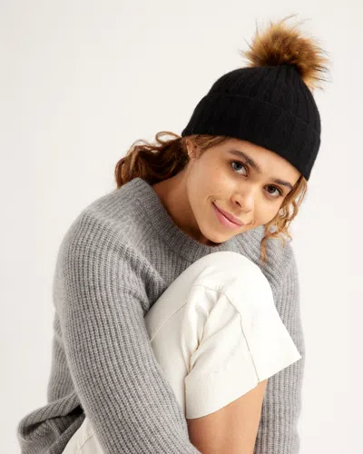 Quince Women's Cashmere Pom Pom Beanie In Black