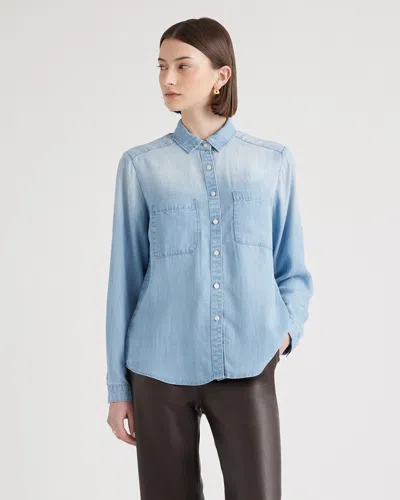 Quince Women's Chambray Tencel Long Sleeve Shirt In Light Indigo