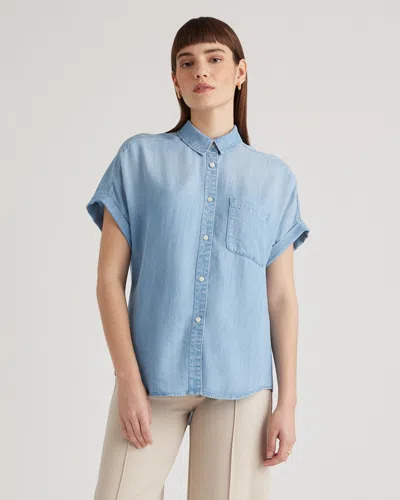 Quince Women's Chambray Tencel Short Sleeve Shirt In Light Indigo