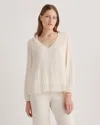 QUINCE WOMEN'S CHIFFON PLEATED V-NECK BLOUSE