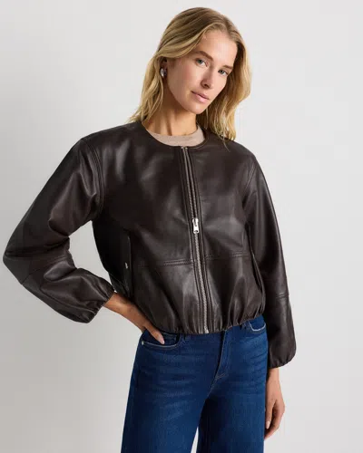 Quince Women's Collarless Cropped Jacket In Brown