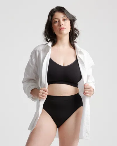 Quince Women's Comfort Rib T-back Bralette In Black