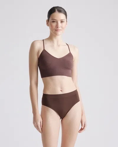 Quince Women's Comfort Rib T-back Bralette In Cocoa