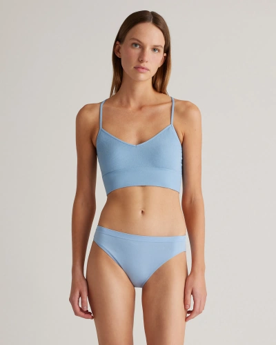 Quince Women's Comfort Rib T-back Bralette In French Blue