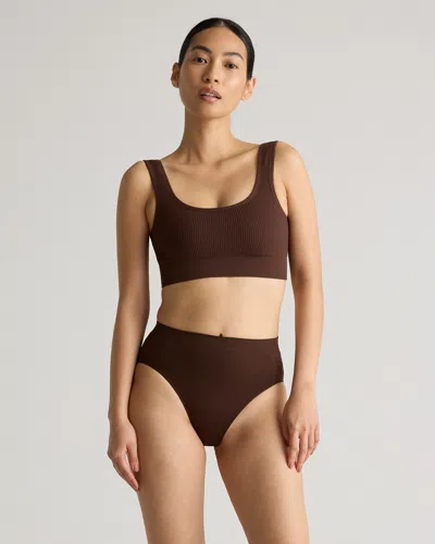 Quince Women's Comfort Rib Tank Top Bralette In Brown