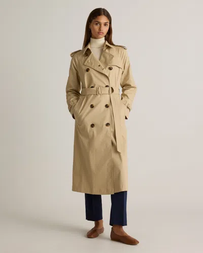 Quince Women's Comfort Stretch Long Trench Coat In Light Khaki
