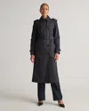 Quince Women's Comfort Stretch Long Trench Coat In Midnight Black