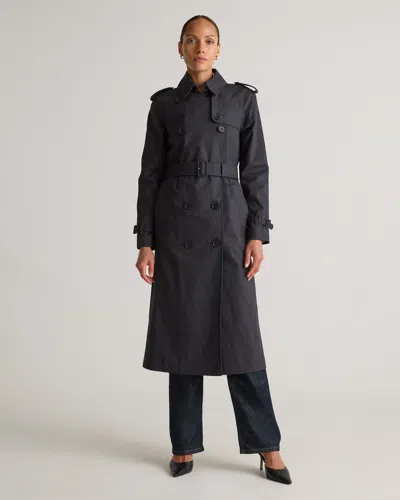 Quince Women's Comfort Stretch Long Trench Coat In Midnight Black