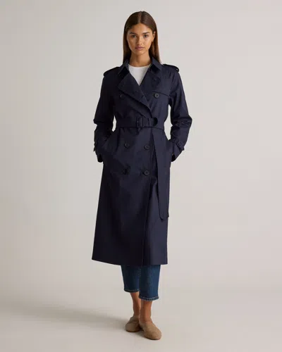 Quince Women's Comfort Stretch Long Trench Coat In Navy