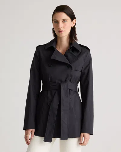 Quince Women's Comfort Stretch Short Trench Coat In Midnight Black