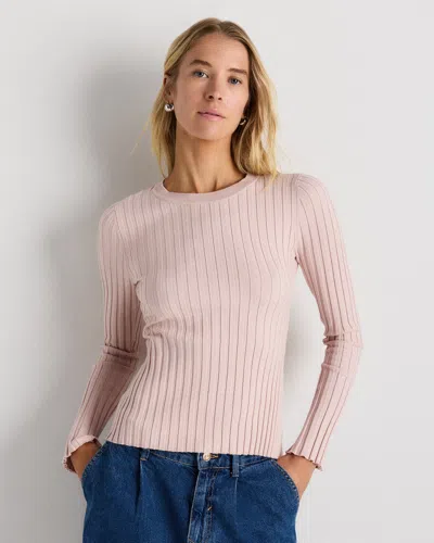 Quince Women's Cotton Cashmere Ribbed Long Sleeve Sweater In Neutral