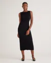 Quince Women's Cotton Cashmere Ribbed Sleeveless Midi Dress In Black