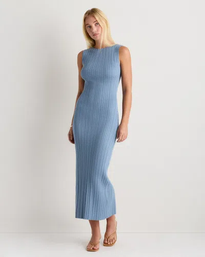Quince Women's Cotton Cashmere Ribbed Sleeveless Midi Dress In Blue