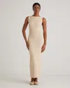 Quince Women's Cotton Cashmere Ribbed Sleeveless Midi Dress In Heather Oatmeal
