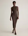 Quince Women's Cotton Cashmere Ribbed Sleeveless Midi Dress In Mocha Heather