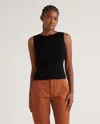 Quince Women's Cotton Cashmere Ribbed Tank Top In Black