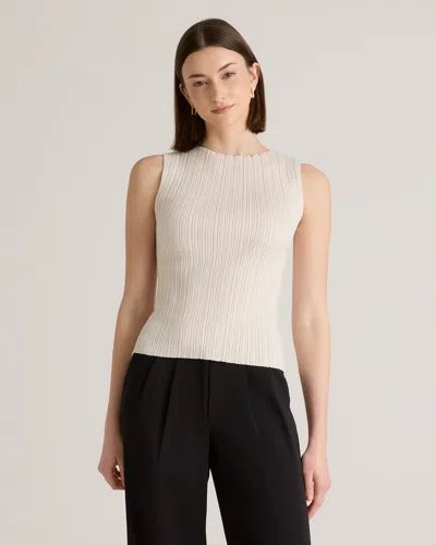Quince Women's Cotton Cashmere Ribbed Tank Top In Heather Bone