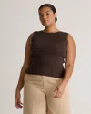 Quince Women's Cotton Cashmere Ribbed Tank Top In Mocha Heather