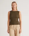 Quince Women's Cotton Cashmere Ribbed Tank Top In Olive