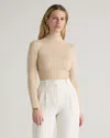 QUINCE WOMEN'S COTTON CASHMERE RIBBED TURTLENECK BODYSUIT