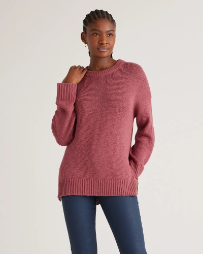 Quince Women's Cotton Linen Oversized Crew Sweater In Dark Mauve