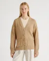 Quince Women's Cotton Linen Relaxed Cardigan Sweater In Camel