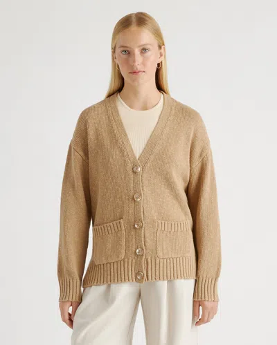 Quince Women's Cotton Linen Relaxed Cardigan Sweater In Camel