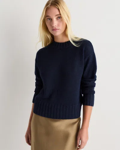 Quince Women's Cotton Linen Relaxed Crew Sweater In Blue