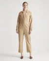 Quince Women's Cotton Linen Twill Long Sleeve Coverall Jumpsuit In Camel