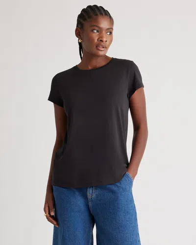 Quince Women's Cotton Modal Crew Neck Swing T-shirt In Black