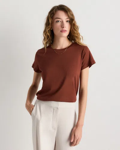 Quince Women's Cotton Modal Crew Neck Swing T-shirt In Brown