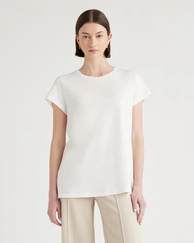 Quince Women's Cotton Modal Crew Neck Swing T-shirt In White