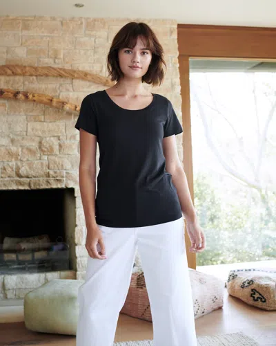 Quince Women's Cotton Modal Crew Neck T-shirt In Black