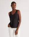 Quince Women's Cotton Modal Double Scoop Neck Tank Top In Black