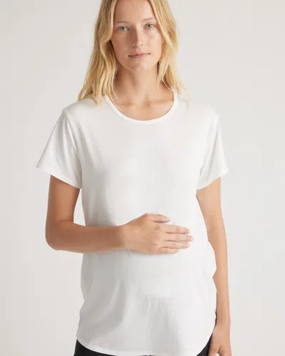 Quince Women's Cotton Modal Maternity Crew Neck T-shirt In White/heather Grey