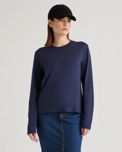 Quince Women's Cotton Modal Relaxed Long Sleeve T-shirt In Navy