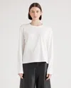 Quince Women's Cotton Modal Relaxed Long Sleeve T-shirt In White