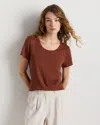 Quince Women's Cotton Modal Scoop Neck T-shirt In Red